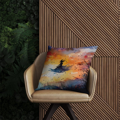 Warren Reed Designer A Watercolor Featuring A Graceful Witch Outdoor Cushion 60Cm X 60Cm