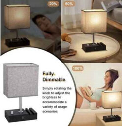 Usb Bedside Lamp With 2 Charging Ports  Soft Light, Modern Design - thumbnail 3