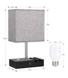 Usb Bedside Lamp With 2 Charging Ports  Soft Light, Modern Design - thumbnail 2