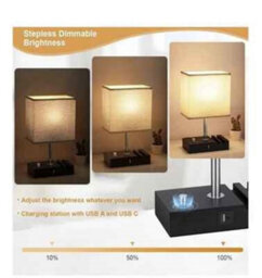 Usb Bedside Lamp With 2 Charging Ports  Soft Light, Modern Design - thumbnail 4