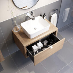 Affine Bathroom Wall Hung Vanity Unit Sink Cabinet Wash Basin Sink Storage Drawer 800mm - thumbnail 4