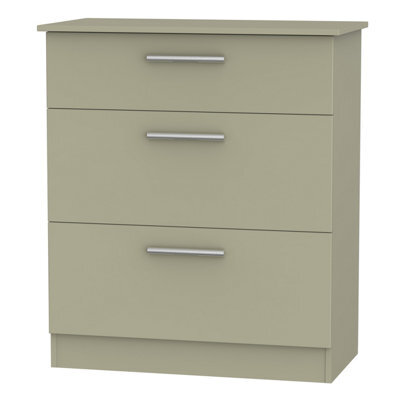 Trent 3 Drawer Deep Chest Of Drawers In Mushroom & Mushroom Matt (Ready Assembled) - image 1