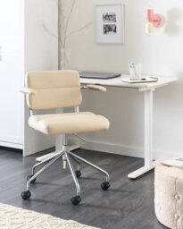 Beliani Desk Chair Candor Faux Leather Off-White - thumbnail 2