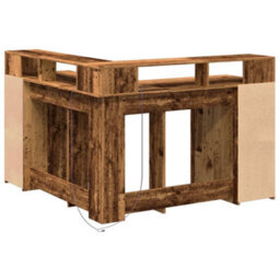 Berkfield Desk With Led Lights Old Wood 130X130X91 Cm Engineered Wood - thumbnail 8