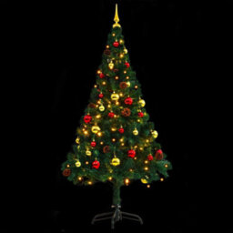 Berkfield Artificial Christmas Tree With Baubles And Leds Green 150 Cm - thumbnail 4