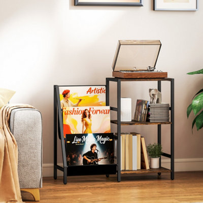 Homcom Record Player Stand, 3-Tier Side Table With Vinyl Record Storage - image 1