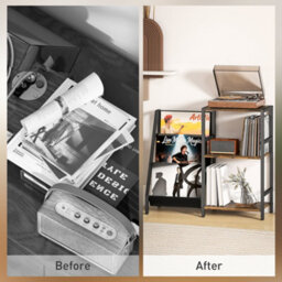 Homcom Record Player Stand, 3-Tier Side Table With Vinyl Record Storage - thumbnail 5