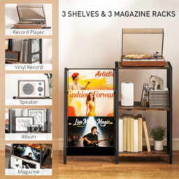 Homcom Record Player Stand, 3-Tier Side Table With Vinyl Record Storage - thumbnail 4