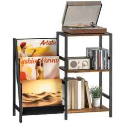 Homcom Record Player Stand, 3-Tier Side Table With Vinyl Record Storage - thumbnail 2