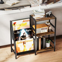 Homcom Record Player Stand, 3-Tier Side Table With Vinyl Record Storage - thumbnail 8