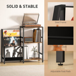 Homcom Record Player Stand, 3-Tier Side Table With Vinyl Record Storage - thumbnail 6
