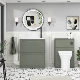 Royal Bathrooms Royal Bathroom Elmore 700mm Matt Green Freestanding Countertop Bathroom Vanity Unit 2 Drawer With Round Basin - thumbnail 5