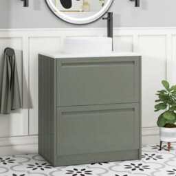 Royal Bathrooms Royal Bathroom Elmore 700mm Matt Green Freestanding Countertop Bathroom Vanity Unit 2 Drawer With Round Basin - thumbnail 1