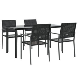 Berkfield 5 Piece Garden Dining Set Poly Rattan And Steel - thumbnail 3