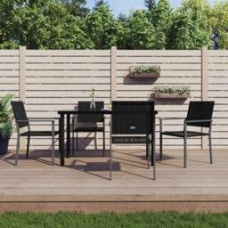 Berkfield 5 Piece Garden Dining Set Poly Rattan And Steel