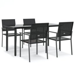 Berkfield 5 Piece Garden Dining Set Poly Rattan And Steel - thumbnail 2