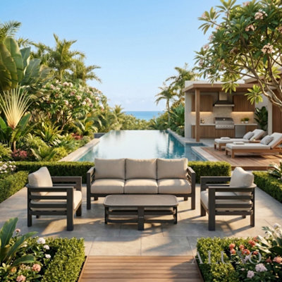 Aluxo Andros 5-Seater Luxury Lounge Set - Onyx Aluminium & Sintered Stone Table - image 1