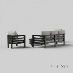 Aluxo Andros 5-Seater Luxury Lounge Set - Onyx Aluminium & Sintered Stone Table - thumbnail 8