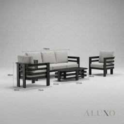 Aluxo Andros 5-Seater Luxury Lounge Set - Onyx Aluminium & Sintered Stone Table - thumbnail 9