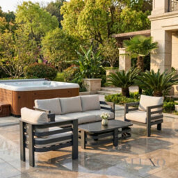 Aluxo Andros 5-Seater Luxury Lounge Set - Onyx Aluminium & Sintered Stone Table - thumbnail 3