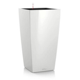 Lechuza Cubico 40 White High-Gloss Plastic Self-Watering Planter With Substrate And Water Level Indicator H75 L40 W40 Cm