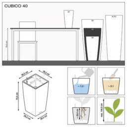 Lechuza Cubico 40 White High-Gloss Plastic Self-Watering Planter With Substrate And Water Level Indicator H75 L40 W40 Cm - thumbnail 7