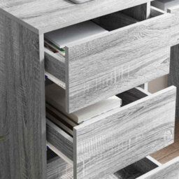 Berkfield Modern Grey Writing Desk Grey Sonoma Engineered Wood Medium Storage - thumbnail 4