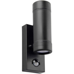 Up & Down Ip44 Outdoor Wall Light With Pir Sensor - 2 X 7W Led Gu10 - Matt Black - thumbnail 1