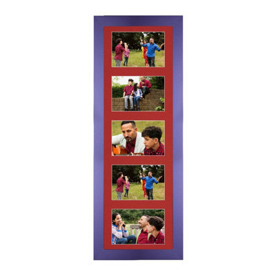 AK Frames 26X8 Purple Sleek Multi Photo Frame With Crimson Mount - Holds 5 Apertures (5X) 6X4 Photos - image 1