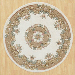 Handmade Bordered Floral Easy To Clean Cream Beige Traditional Wool Rug For Living Room & Bedroom-80Cm X 150Cm - thumbnail 4