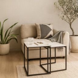 Wyld Haus Durban Square White Ceramic Nesting Coffee Table Set - thumbnail 2