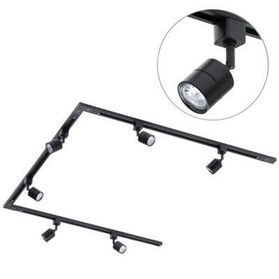 Litecraft Soho Black 6 Head 3M U Shape Kitchen Track Light With Led Bulbs - image 1