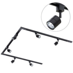 Litecraft Soho Black 6 Head 3M U Shape Kitchen Track Light With Led Bulbs