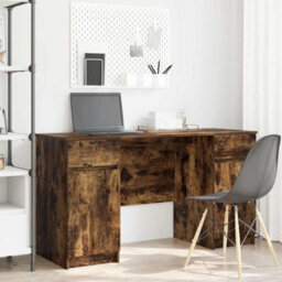 Berkfield Desk Smoked Oak 140X49X76 Cm Engineered Wood - thumbnail 1