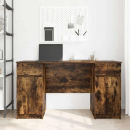 Berkfield Desk Smoked Oak 140X49X76 Cm Engineered Wood - thumbnail 4