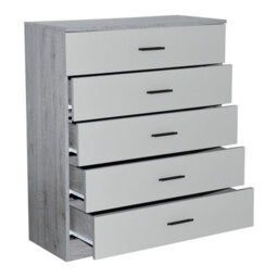 Urbnliving Height 90.5Cm 5 Drawer Wooden Bedroom Chest Cabinet Modern Ash Grey Carcass And Grey Drawers Wide Storage Cupboard - thumbnail 2