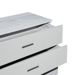 Urbnliving Height 90.5Cm 5 Drawer Wooden Bedroom Chest Cabinet Modern Ash Grey Carcass And Grey Drawers Wide Storage Cupboard - thumbnail 3
