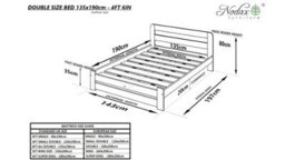 Nodax Double Bed Frame, F1, Solid Pine Wood, Easy Assembly, Sturdy Slats & Extra Support Legs, 4Ft 6In, Oak Finish - thumbnail 3