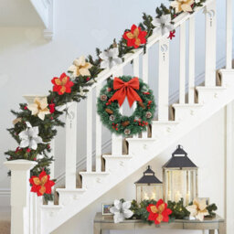 Amorly 40Cm Pre Lit Christmas Wreath For Front Door, Led Lighted Artificial Wreath With Red Bow, Berries Pine Cones, Battery Powered - thumbnail 9