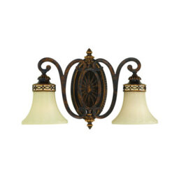 Luminosa Lighting Elstead Drawing Room 2 Light Indoor Wall Light Walnut, E27 - thumbnail 1