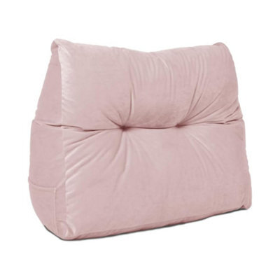 Lancashire Textiles Luxury Velvet Triangular Wedge Bedroom Armchair Pink Cushion 20 X 50 X 60Cm - image 1
