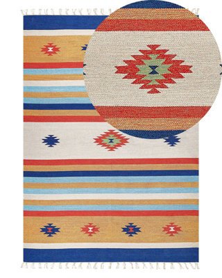 Beliani Rug Taronik Multicolour 140 X 200 Cm Cotton Kilim - image 1