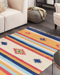 Beliani Rug Taronik Multicolour 140 X 200 Cm Cotton Kilim - thumbnail 2