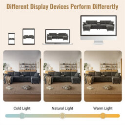 Abrihome Grey Corduroy U-Shaped Sectional Sofa With 2 Storage Ottomans, Usb-C Charging & Cup Holders - thumbnail 4