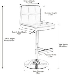 Lamboro Allegro Real Leather Bar Stool, Lumbar Support With Gas Lift Feature, Breakfast Barstool, Black - thumbnail 9