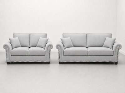 Harrison Plush Velvet Sofa - Elegant Modern Sofa Collection - Silver 3 Plus 2 Set