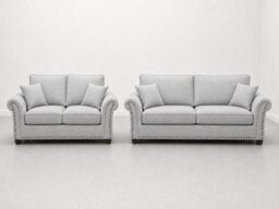 Harrison Plush Velvet Sofa - Elegant Modern Sofa Collection - Silver 3 Plus 2 Set