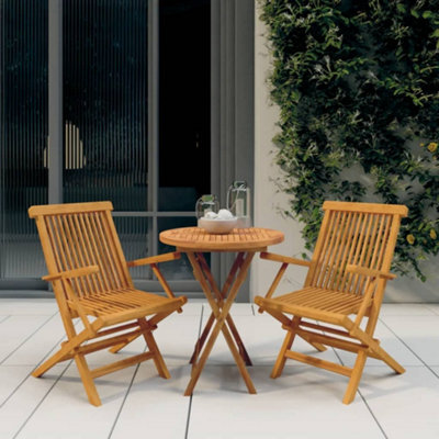 Berkfield 3 Piece Garden Dining Set Solid Wood Teak - image 1