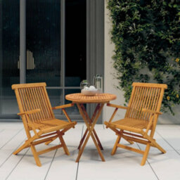 Berkfield 3 Piece Garden Dining Set Solid Wood Teak - thumbnail 1