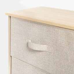 OHS Brooklyn 6 Chest Of Canvas Drawers Storage Organiser With Wood Top - thumbnail 2